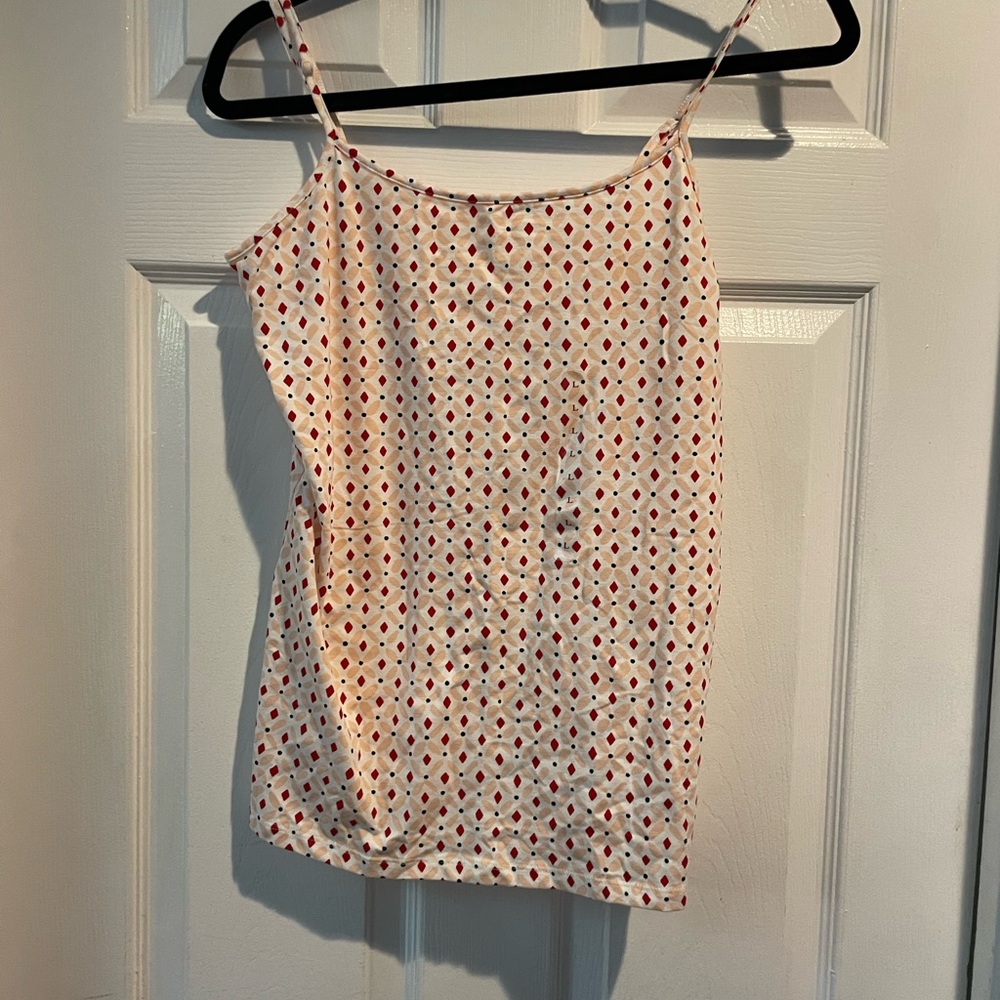 NEW Ann Taylor Loft White and Red Cami Top Size Large